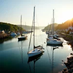 Limfjord anchorage with sailboats