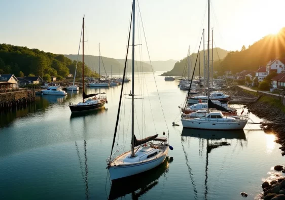 Limfjord anchorage with sailboats