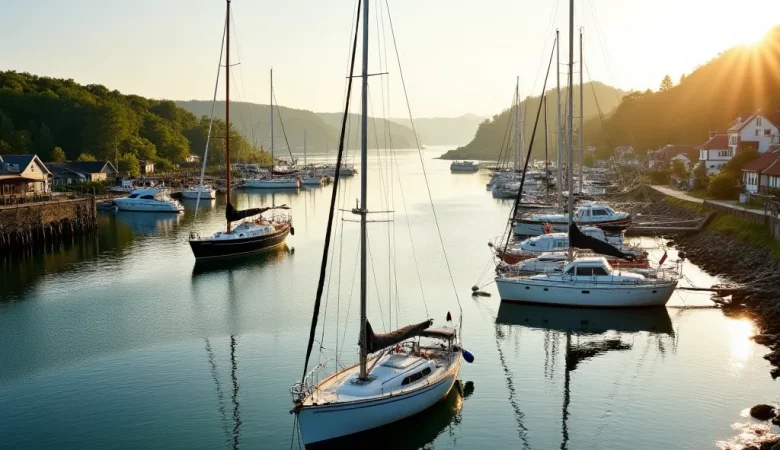 Limfjord anchorage with sailboats