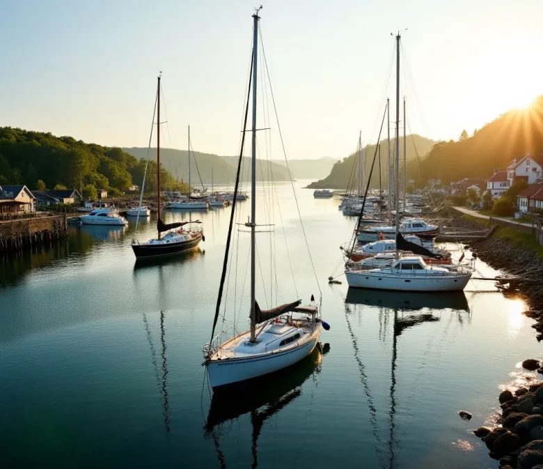 Limfjord anchorage with sailboats