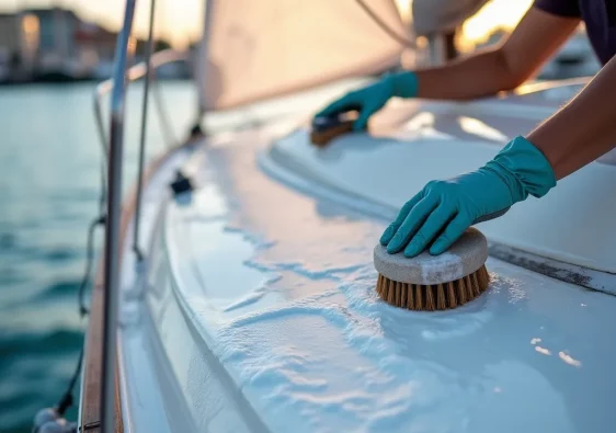 Sichtprüfung der Seeventile an einem Boot im Hafen