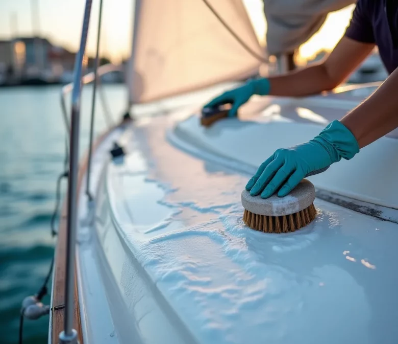 Sichtprüfung der Seeventile an einem Boot im Hafen